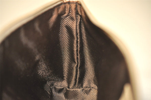 Authentic GUCCI Vintage Hand Bag Pouch Purse GG Canvas Leather 07198 Beige 5621I