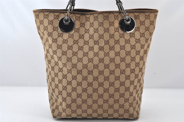 Authentic GUCCI Eclipse Shoulder Tote Bag GG Canvas Leather 120836 Brown 5621K