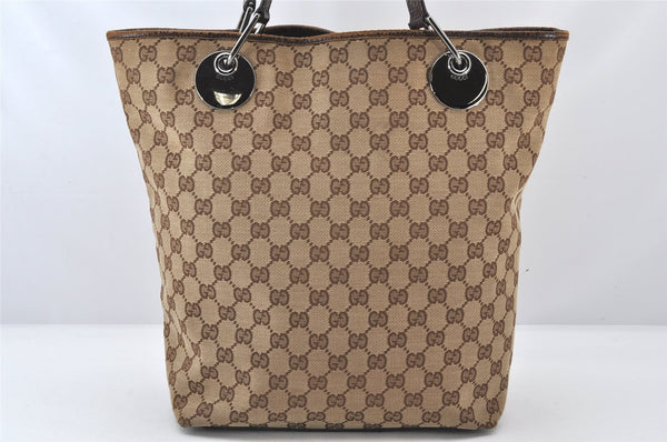 Authentic GUCCI Eclipse Shoulder Tote Bag GG Canvas Leather 120836 Brown 5621K