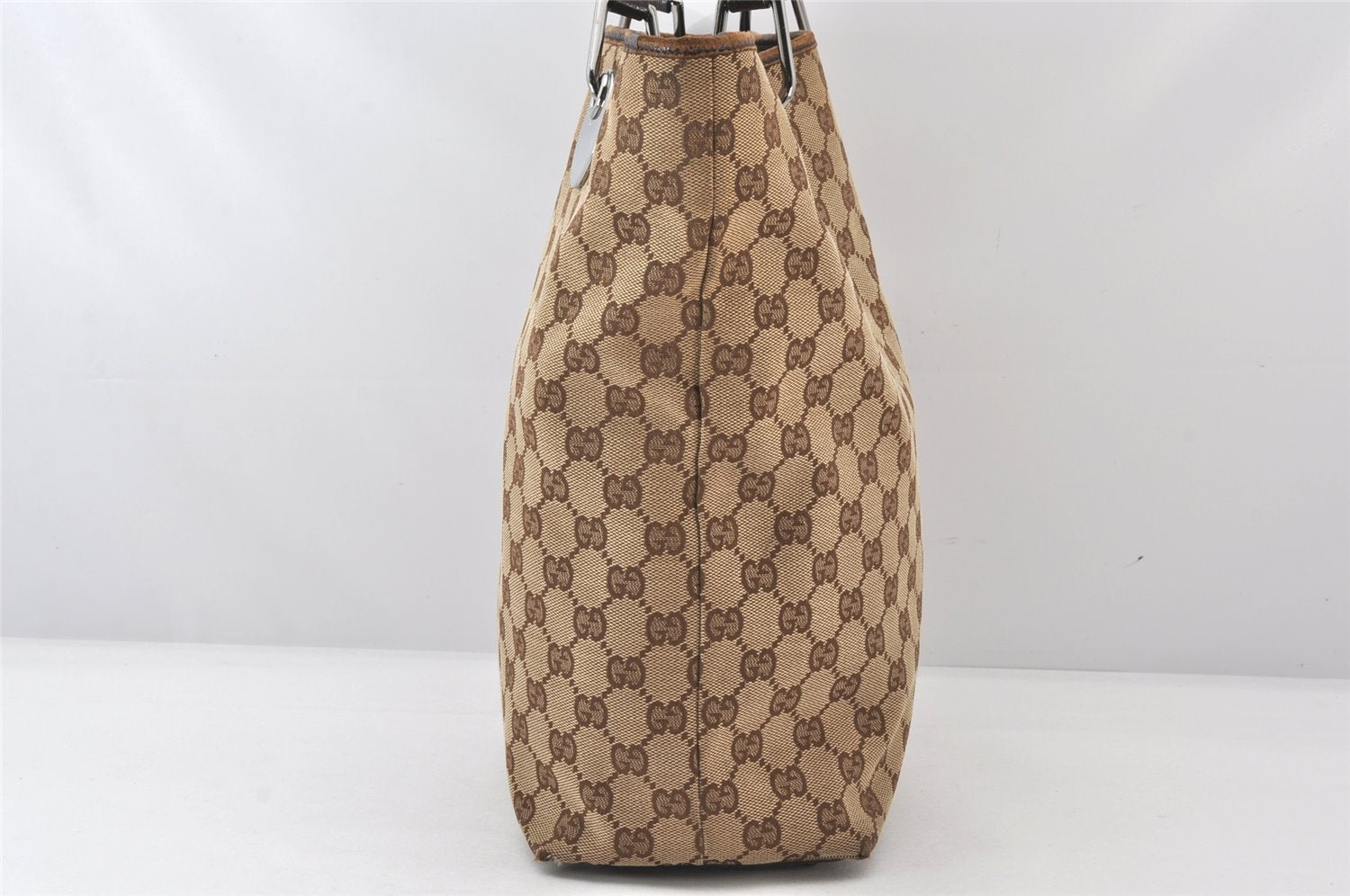 Authentic GUCCI Eclipse Shoulder Tote Bag GG Canvas Leather 120836 Brown 5621K