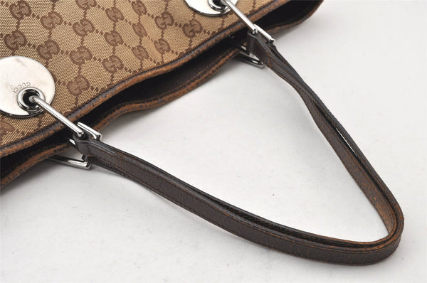 Authentic GUCCI Eclipse Shoulder Tote Bag GG Canvas Leather 120836 Brown 5621K