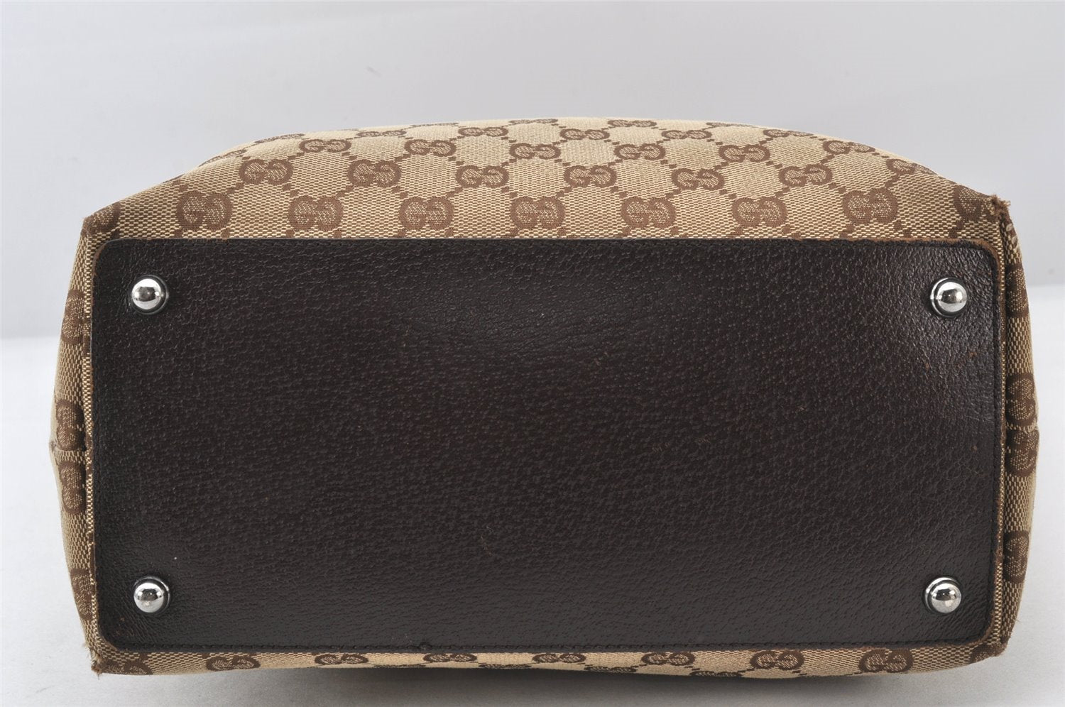 Authentic GUCCI Eclipse Shoulder Tote Bag GG Canvas Leather 120836 Brown 5621K