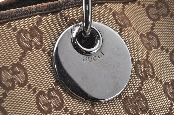 Authentic GUCCI Eclipse Shoulder Tote Bag GG Canvas Leather 120836 Brown 5621K