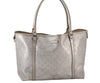 Authentic GUCCI Impreme Shoulder Tote Bag GG PVC Leather 197953 Silver 5622K