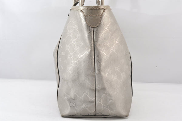 Authentic GUCCI Impreme Shoulder Tote Bag GG PVC Leather 197953 Silver 5622K