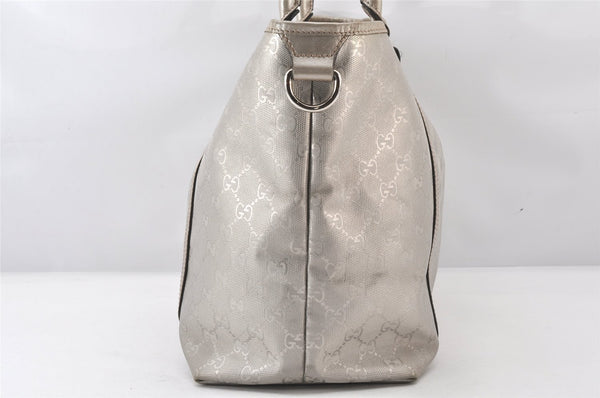 Authentic GUCCI Impreme Shoulder Tote Bag GG PVC Leather 197953 Silver 5622K