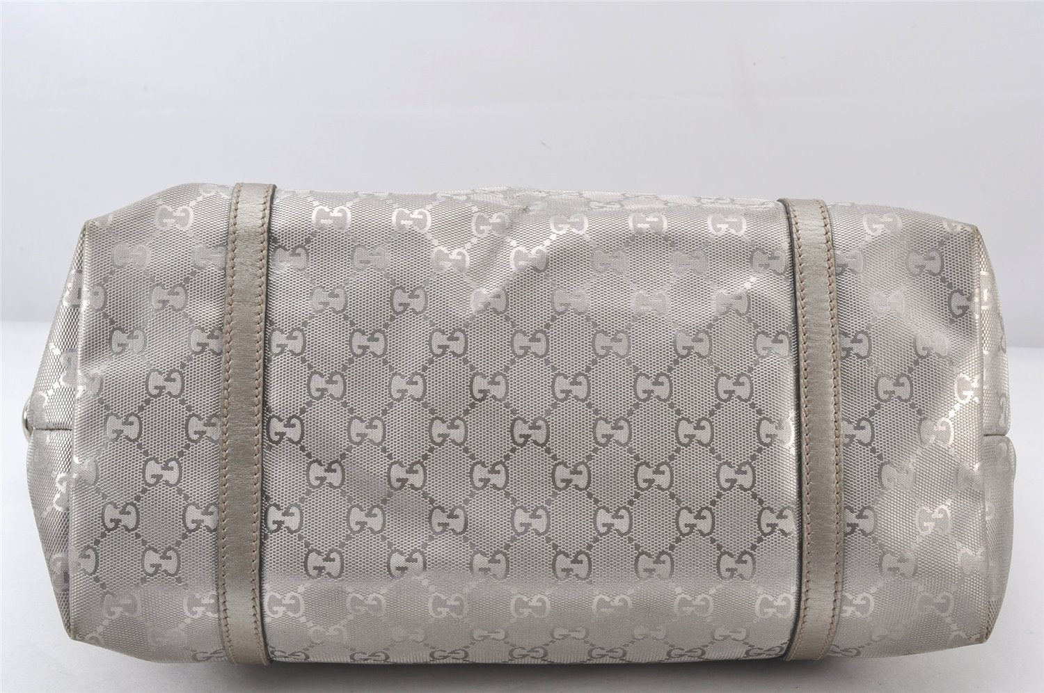 Authentic GUCCI Impreme Shoulder Tote Bag GG PVC Leather 197953 Silver 5622K