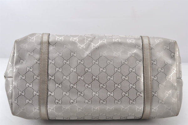 Authentic GUCCI Impreme Shoulder Tote Bag GG PVC Leather 197953 Silver 5622K