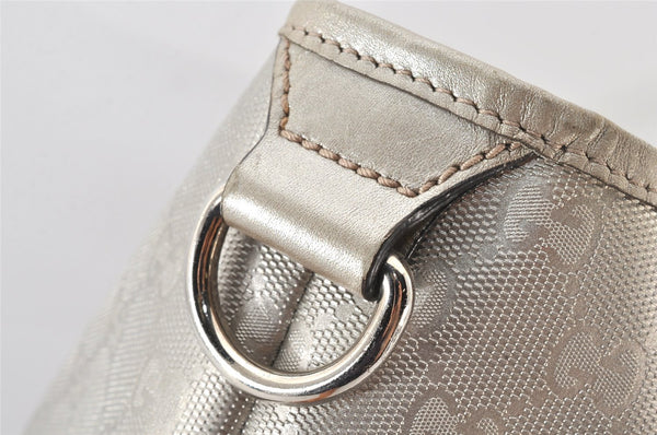 Authentic GUCCI Impreme Shoulder Tote Bag GG PVC Leather 197953 Silver 5622K