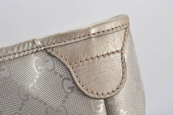 Authentic GUCCI Impreme Shoulder Tote Bag GG PVC Leather 197953 Silver 5622K
