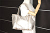 Authentic GUCCI Impreme Shoulder Tote Bag GG PVC Leather 197953 Silver 5622K