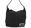 Authentic FENDI Vintage Shoulder Hand Bag Purse Jersey Leather Black Junk 5623K