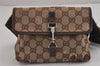 Authentic GUCCI Vintage Waist Body Bag Purse GG Canvas Leather 92543 Brown 5624J