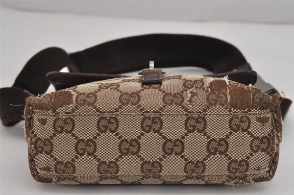 Authentic GUCCI Vintage Waist Body Bag Purse GG Canvas Leather 92543 Brown 5624J