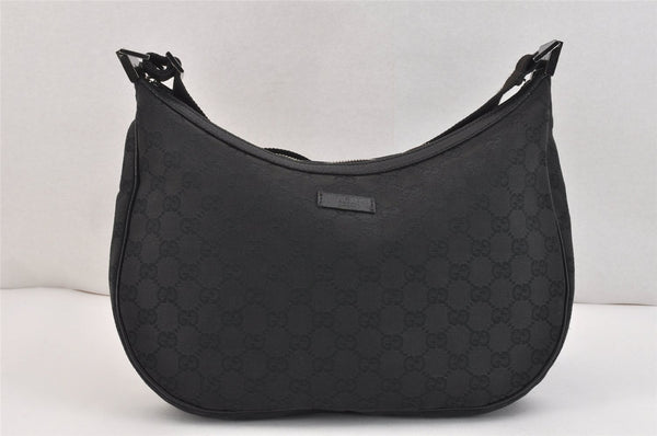Authentic GUCCI Shoulder Cross Body Bag GG Canvas Leather 122790 Black 5624K