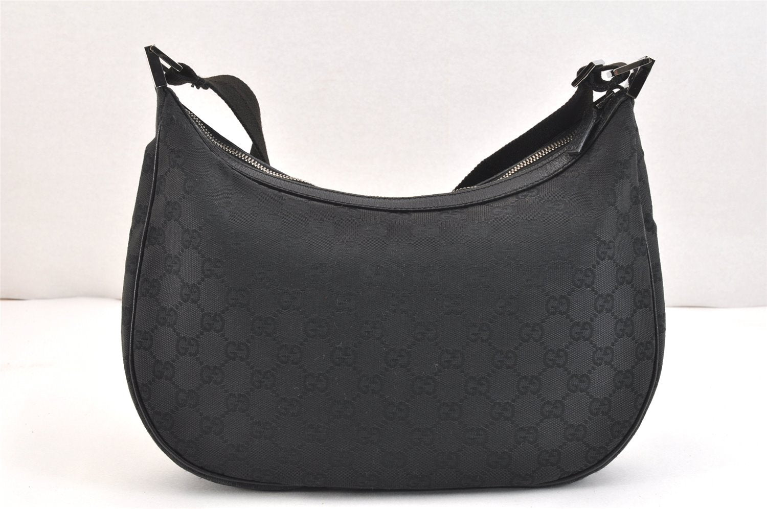 Authentic GUCCI Shoulder Cross Body Bag GG Canvas Leather 122790 Black 5624K