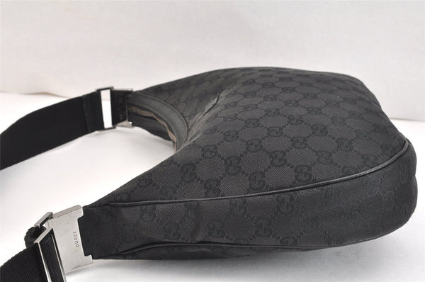 Authentic GUCCI Shoulder Cross Body Bag GG Canvas Leather 122790 Black 5624K