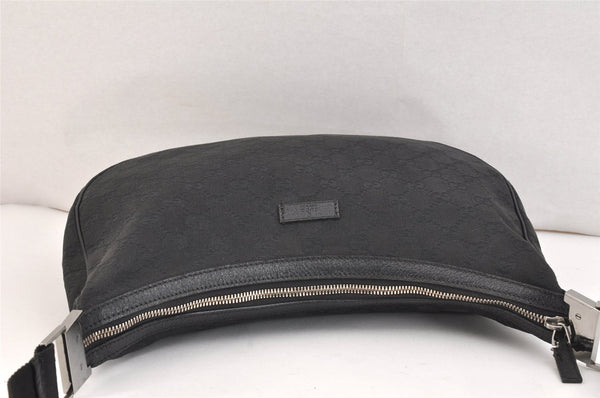 Authentic GUCCI Shoulder Cross Body Bag GG Canvas Leather 122790 Black 5624K