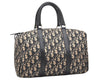 Authentic Christian Dior Trotter Hand Boston Bag Purse Canvas Leather Blue 5626K