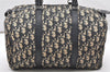 Authentic Christian Dior Trotter Hand Boston Bag Purse Canvas Leather Blue 5626K