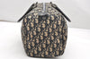 Authentic Christian Dior Trotter Hand Boston Bag Purse Canvas Leather Blue 5626K
