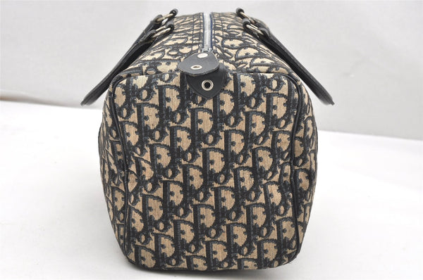 Authentic Christian Dior Trotter Hand Boston Bag Purse Canvas Leather Blue 5626K