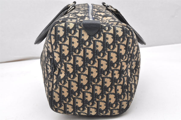 Authentic Christian Dior Trotter Hand Boston Bag Purse Canvas Leather Blue 5626K