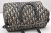 Authentic Christian Dior Trotter Hand Boston Bag Purse Canvas Leather Blue 5626K