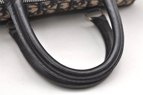 Authentic Christian Dior Trotter Hand Boston Bag Purse Canvas Leather Blue 5626K