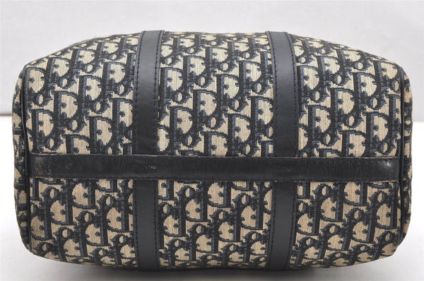 Authentic Christian Dior Trotter Hand Boston Bag Purse Canvas Leather Blue 5626K
