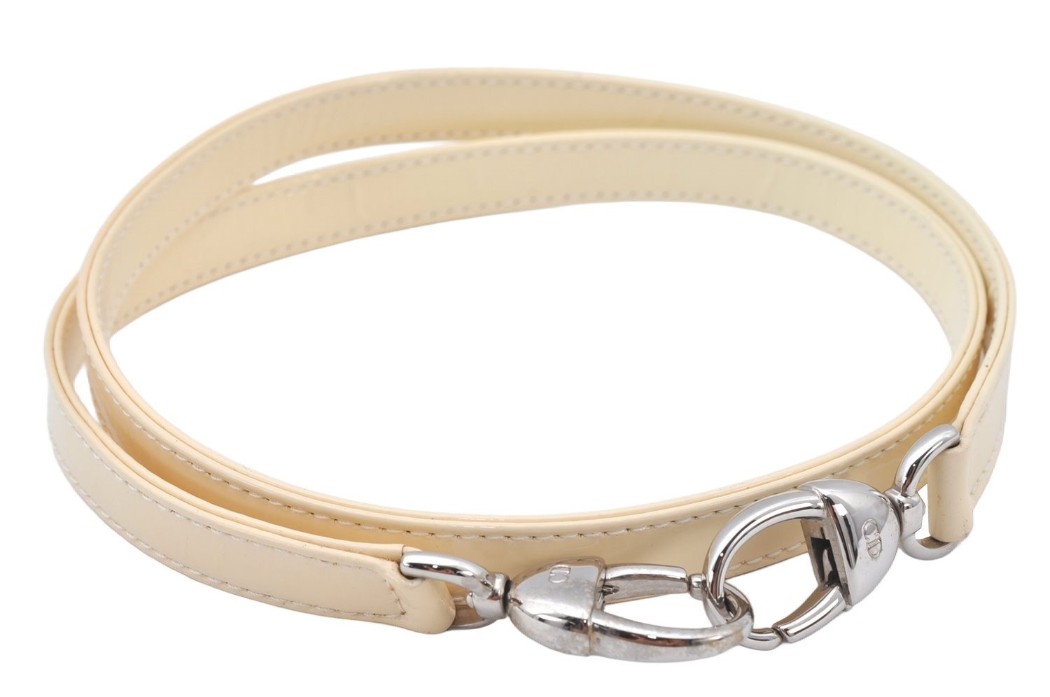 Authentic Christian Dior Enamel Shoulder Strap White 35.6
