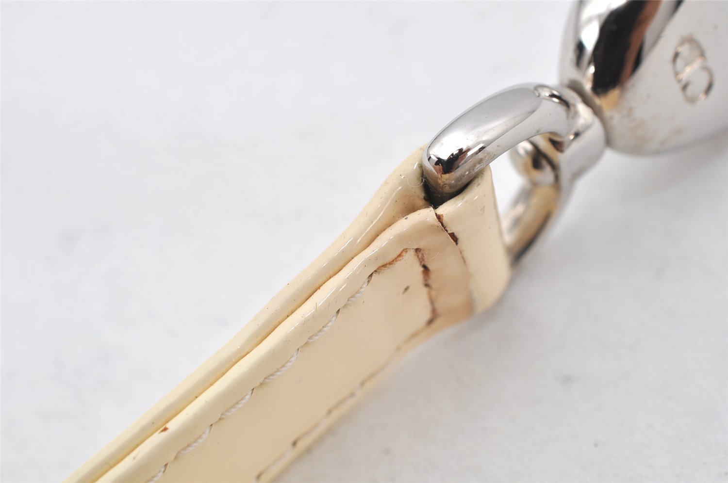 Authentic Christian Dior Enamel Shoulder Strap White 35.6