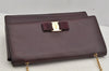 Authentic Salvatore Ferragamo Vara Ribbon Shoulder Bag Leather Purple SF 5629J