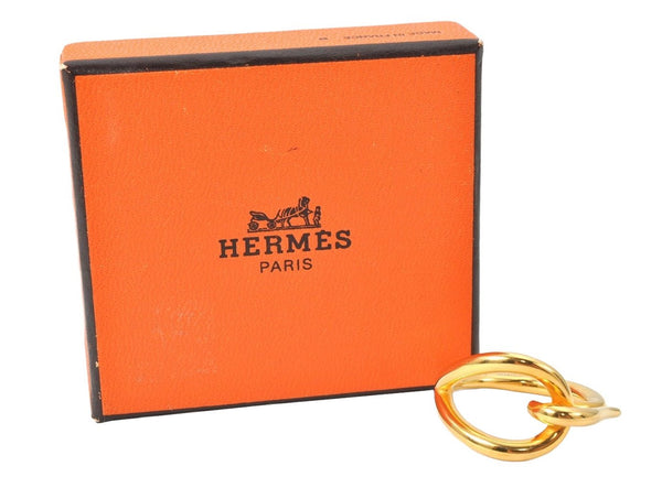 Authentic HERMES Scarf Ring Jumbo Circle Design Gold Tone Box 5629K