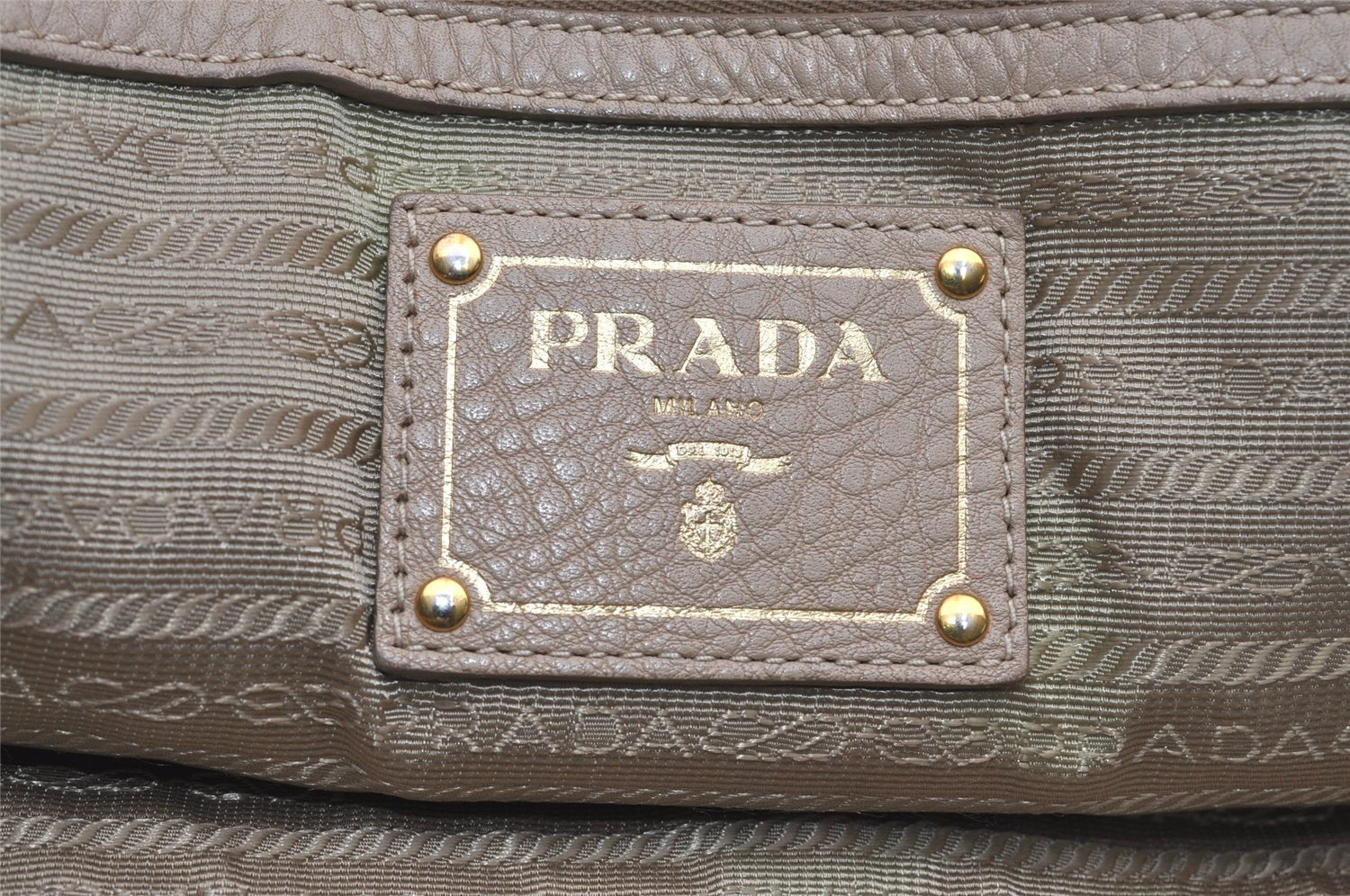 Authentic PRADA Vintage Leather Nappa Shoulder Tote Bag Beige 5630I