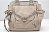 Authentic Chloe Vintage Paddington Leather Shoulder Tote Bag Beige 5630K