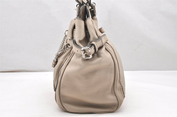 Authentic Chloe Vintage Paddington Leather Shoulder Tote Bag Beige 5630K