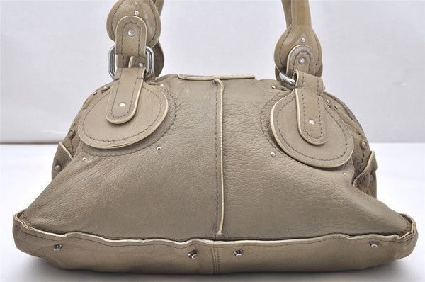 Authentic Chloe Paddington Vintage Leather Shoulder Hand Bag Beige 5631K