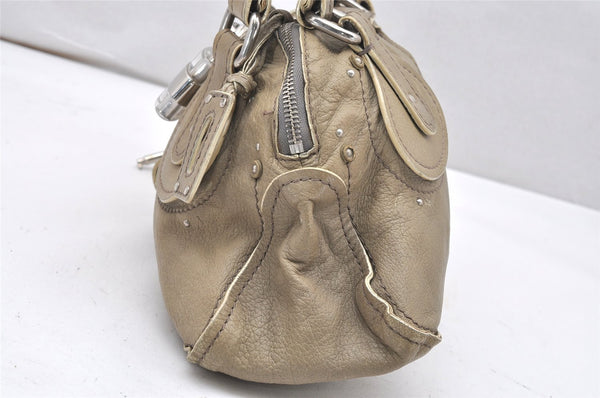 Authentic Chloe Paddington Vintage Leather Shoulder Hand Bag Beige 5631K