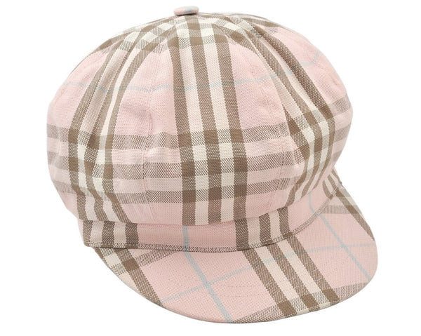 Authentic BURBERRY Vintage Check Beret Hat Canvas Size L Pink 5632K