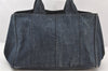 Authentic PRADA Vintage Canapa M DENIM Tote Hand Bag B1877B Blue 5633K