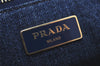 Authentic PRADA Vintage Canapa M DENIM Tote Hand Bag B1877B Blue 5633K