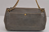 Authentic PRADA Vintage Leather Nappa Chain Shoulder Bag Purse Gray 5636J