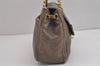 Authentic PRADA Vintage Leather Nappa Chain Shoulder Bag Purse Gray 5636J