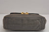 Authentic PRADA Vintage Leather Nappa Chain Shoulder Bag Purse Gray 5636J