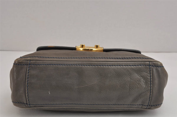 Authentic PRADA Vintage Leather Nappa Chain Shoulder Bag Purse Gray 5636J