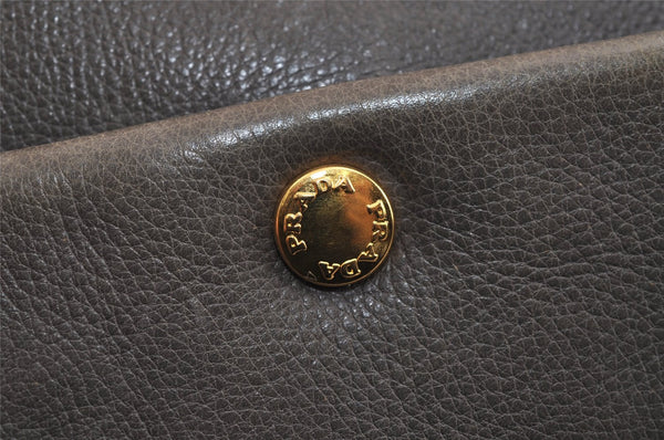 Authentic PRADA Vintage Leather Nappa Chain Shoulder Bag Purse Gray 5636J