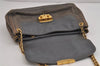 Authentic PRADA Vintage Leather Nappa Chain Shoulder Bag Purse Gray 5636J