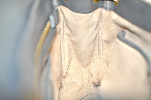 Authentic PRADA Vintage Leather Nappa Chain Shoulder Bag Purse Gray 5636J