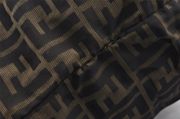 Authentic FENDI Zucca Vintage Tote Hand Bag Nylon Leather Brown Black 5638I